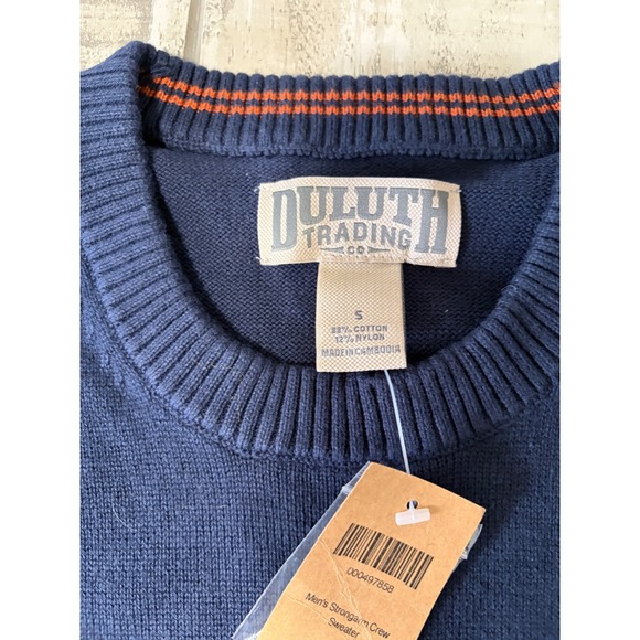 Duluth Trading Co Mens Strongbox Crewneck Sweater Size S Navy Cotton NWT - Picture 4 of 5